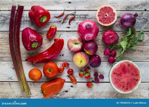 Red Fruit And Vegetables Stock Photo Image Of Peach 75950576