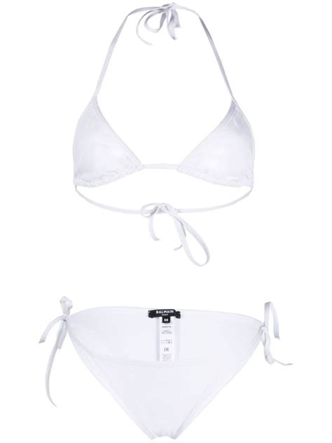 Бикини купальники Balmain Triangle side tie bikini Белые BKB900700