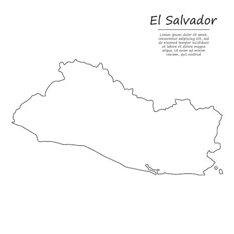 Mapa de contorno simple de el salvador silueta en la línea de dibujo