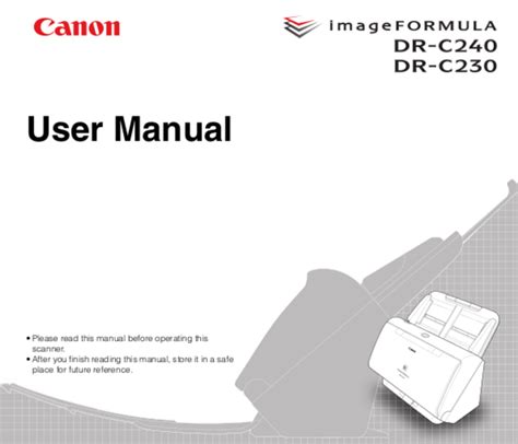 User Manual Canon Imageformula Dr C English Pages