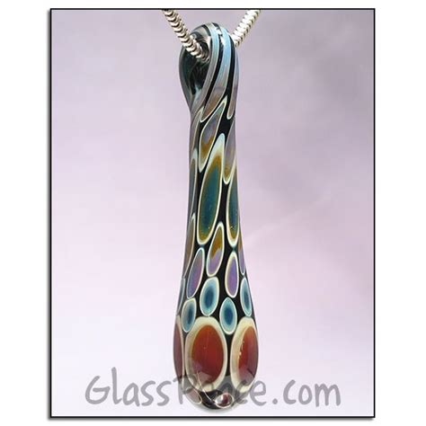 Dotted Teardrop Glass Pendant Lampwork Focal Necklace Bead