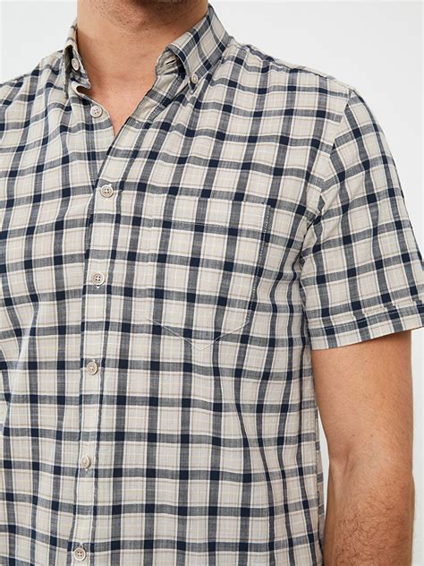 Regular Fit Short Sleeve Plaid Poplin Men S Shirt S3BT02Z8 LKQ