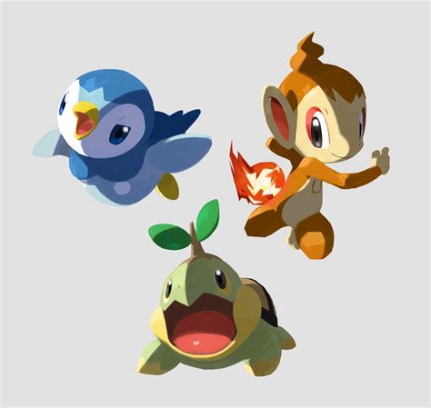 Piplup Turtwig And Chimchar Pokemon Drawn By Kochi8i Danbooru