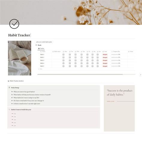 Notion Template Notion Habit Tracker Atomic Habits Weekly Habit