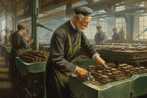 factory man worker vintage 1800 year 30637969 Stock Photo at Vecteezy