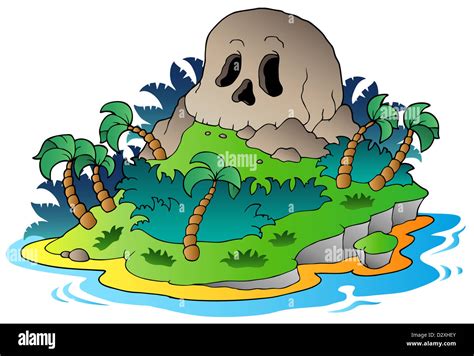 Pirate skull island - isolated illustration Stock Photo - Alamy