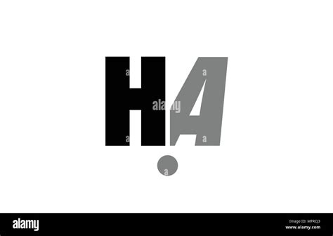 Creative Logo Icon Combination Of Alphabet Letter Ha H A In Black And Grey Isolated On White