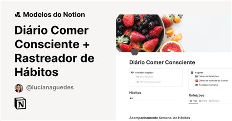 Modelo Diário Comer Consciente Rastreador de Hábitos Marketplace do