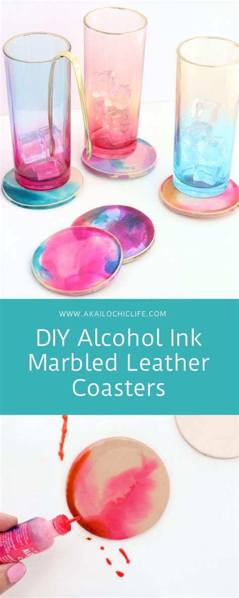 Diy Alcohol Ink Marbled Leather Coasters A Kailo Chic Life