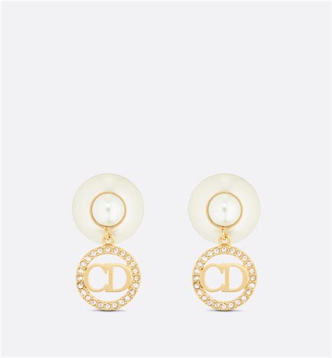 Dior Tribales Earrings Gold Finish Metal With White Resin Pearls And Silver Tone Crystals Dior Us