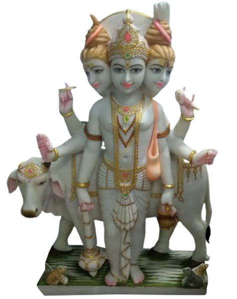 White Painted Marble Dattatreya Statue For Temple Size Feet At Rs