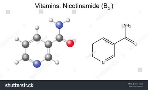 Structural Chemical Formula Model Niacin Nicotinic Stock Vector