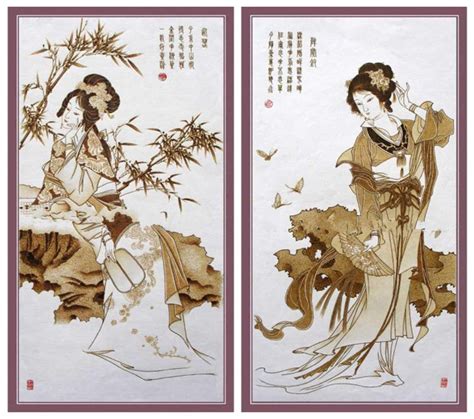 红楼梦金陵十二钗丝绢烙画作品工艺品中国古风图片大全古风家