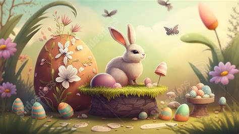 Easter Egg Bunny Cute Little Flower Powerpoint Background For Free ...