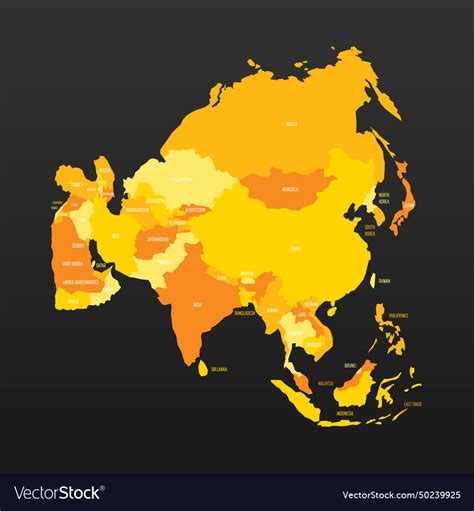 Political map of asia Royalty Free Vector Image