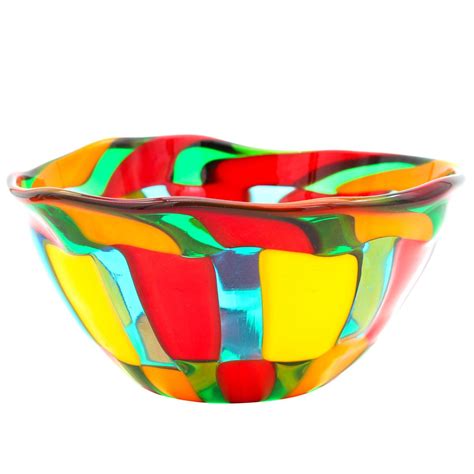 Puzzle Bowl Multicolor Original Murano Glass Omg