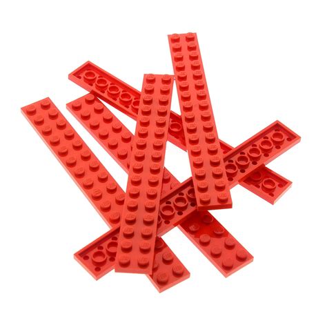 6 X Lego Leiste Bau Platte Stein Rot 2x16 9497 10024 75913 428221 4282