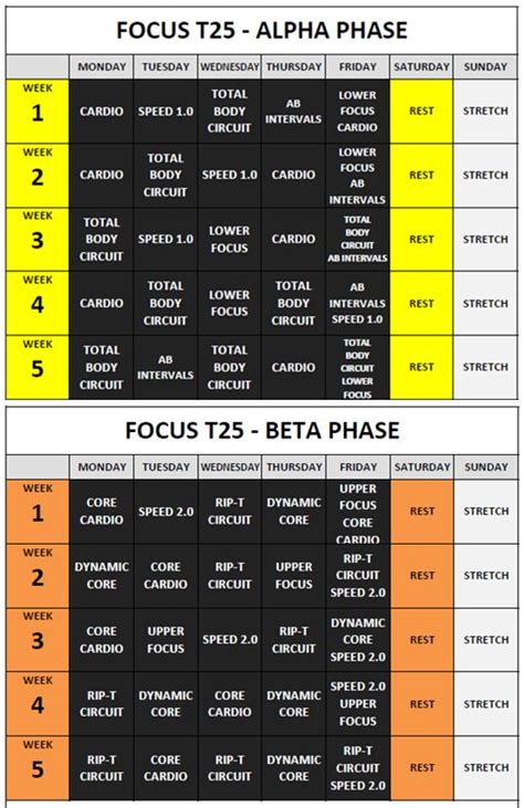 Focus T Workout Schedule Beta Heryshirt