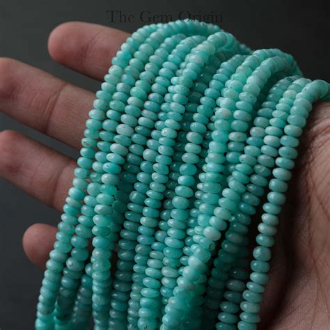 Buy Aaa Natural Amazonite Smooth Rondelle Shape Beads Mm Amazonite