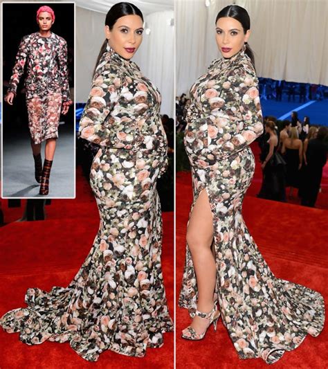 2013 Met Gala Fashion Pregnant Kim Kardashian Givenchy Roses Dress