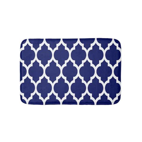 Navy Blue White Moroccan Quatrefoil Pattern 4 Bath Mat Zazzle