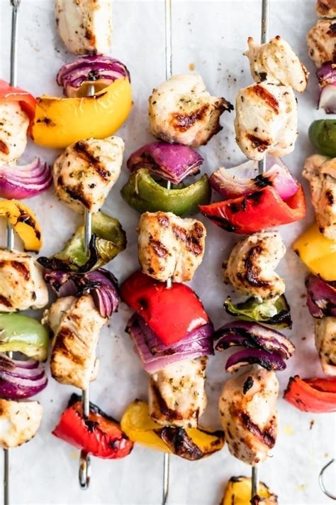 Greek Chicken Kabobs Grilled Or Baked Ambitious Kitchen