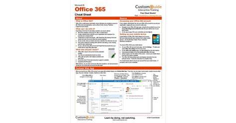 Microsoft Office 365 Free Cheat Sheet Free Customguide Cheat Sheet