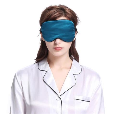 Sarcelle foncée Masque De Sommeil En Soie Pour Les Yeux Avec Taillage