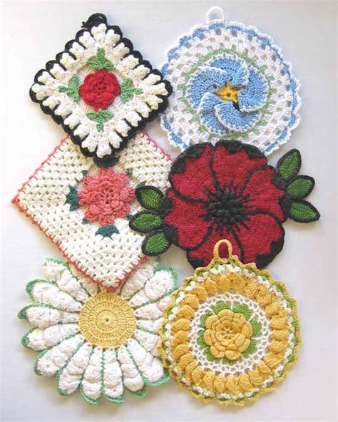 Vintage Floral Potholders Crochet Pattern PDF Downloadgranny - Etsy