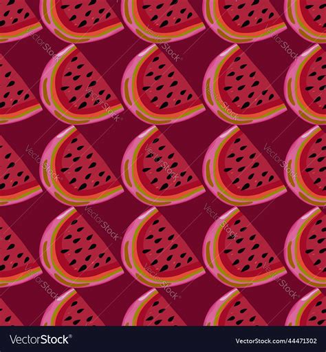 Hand Drawn Watermelon Slices Seamless Pattern Vector Image