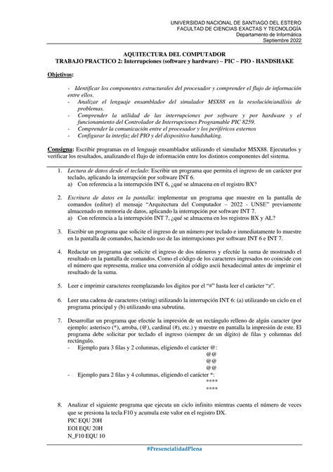 SOLUTION Arquitectura Del Computador Trabajo Pr Ctico 2 2022 Studypool