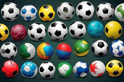 Premium Photo Collection Of Colored Realistic Soccer Balls Vector