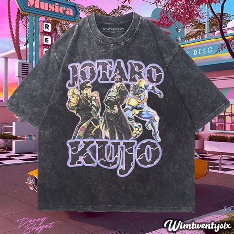 Jual Kaos Anime Jojo Bizzare Adventure Jotaro Kujo Washing Vintage Tee