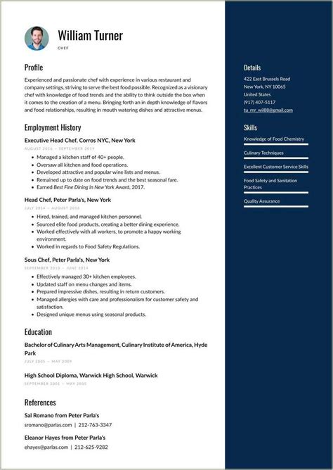 Free Chef Resume Templates Microsoft Word - Resume Example Gallery