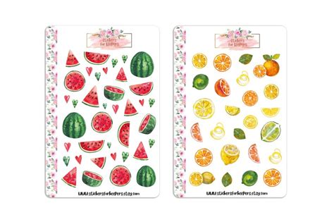 Fruits Stickers Watermelon Stickers Decorative Stickers Etsy