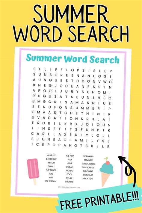summertime word search printables 3