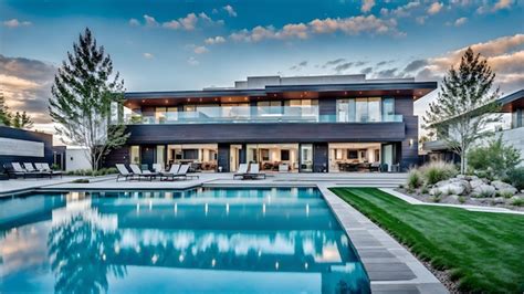 Premium AI Image | Photo of a luxurious house with a beautiful pool in ...