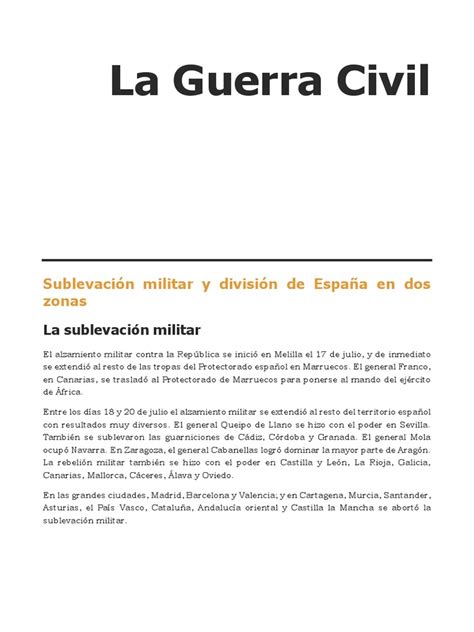 Resumen De La Guerra Civil Española Pdf Guerra Civil Española Francisco Franco