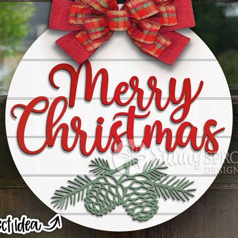 Merry Christmas Door Hanger Svg Etsy