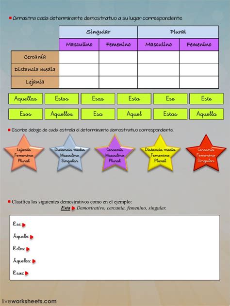 Los Determinantes Demostrativos Ficha Interactiva Y Descargable Puedes Hacer Los Ejercicios