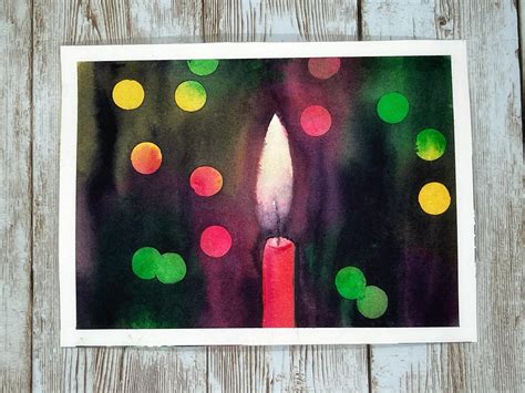 Watercolor Christmas Candle : r/Watercolor