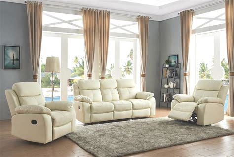 Sc Furniture Ltd Sof Reclinable Manual De Piel Color Marfil Crema