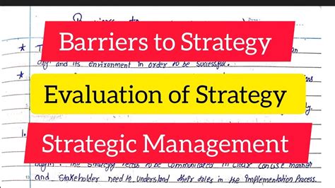 Barriers To Strategy Implementation Notes L Evaluation Of Strategy I