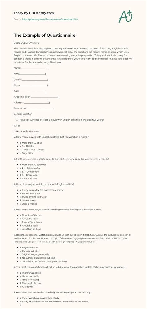 questionnaire phdessaycom