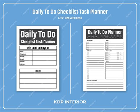 Checklist de tarefas diárias planejador de tarefas kdp interior | Vetor