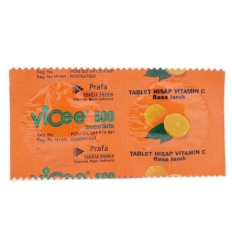 Jual Vicee Vitamin C 500 Mg Kemasan Strip Isi 2 Tablet Hisap Jeruk