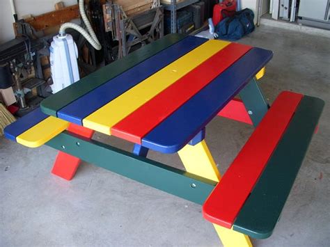 Colorful Kids Picnic Table Woodworking Project By Dorald Craftisian