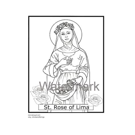 Dibujo De Santa Rosa De Lima Dibujo Para Colorear Santa Rosa Etsy España