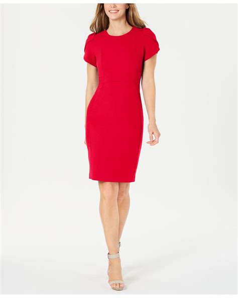 Calvin Klein Tulip Sleeve Sheath Dress In Red Lyst