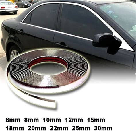 15m Silver Car Chrome Styling Decoration Moulding Trim Strip Tape Auto Diy Protective Sticker